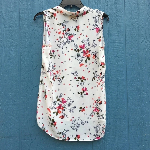 Laundry by Shelli Segal White Floral Button Down High-Low Sleeveless Blouse S - Picture 3 of 5